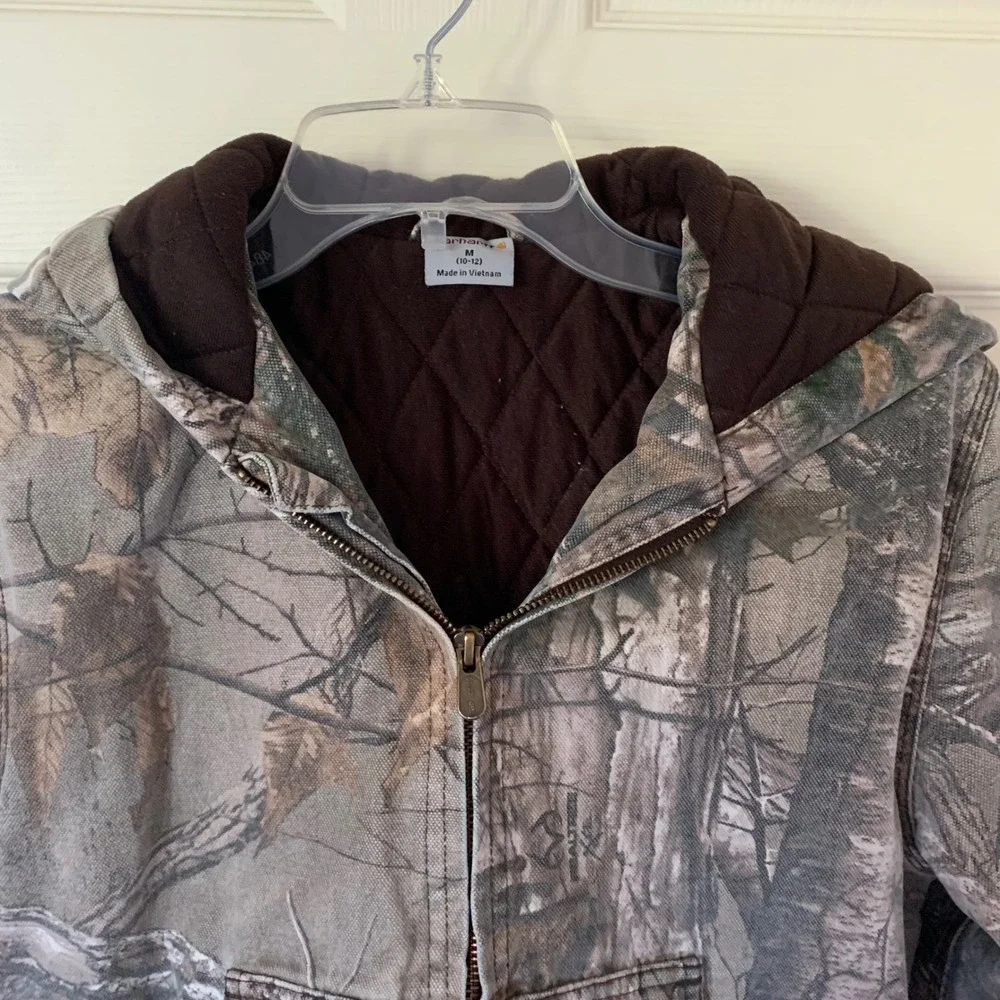 Carhartt Kids M 10-12 Active Jacket Realtree Camo Quilted Lined Hooded Canvas